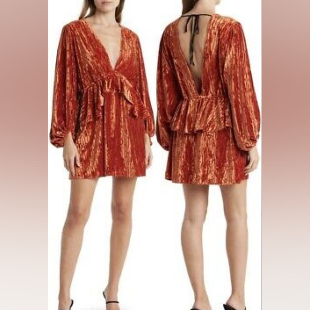 TopShop Sz 8 Velvet balloon sleeve mini dress